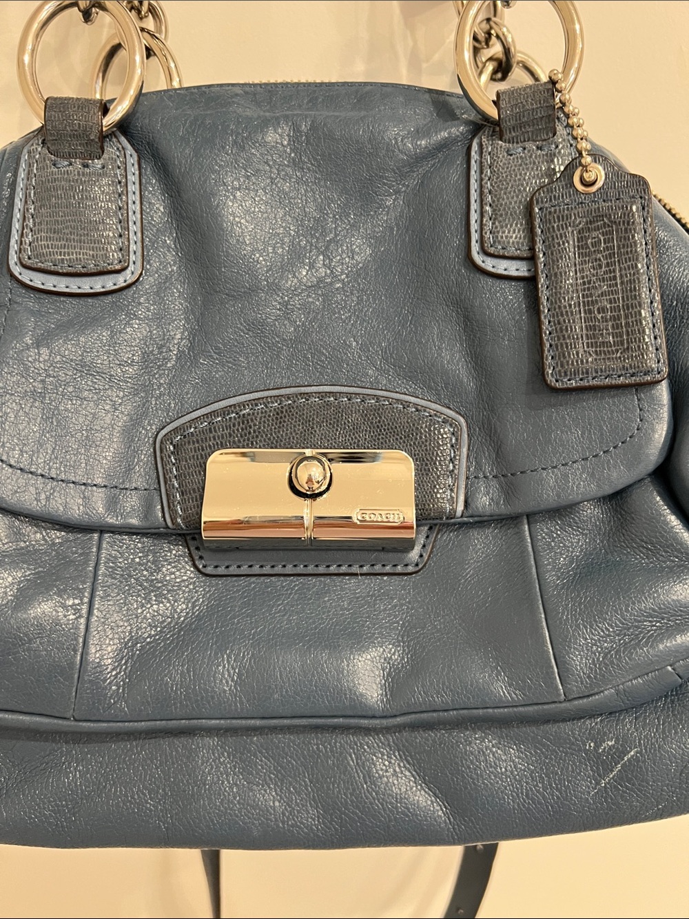 Coach 19296 Kristin Blue Leather Crossbody Satchel - Picture 11 of 16